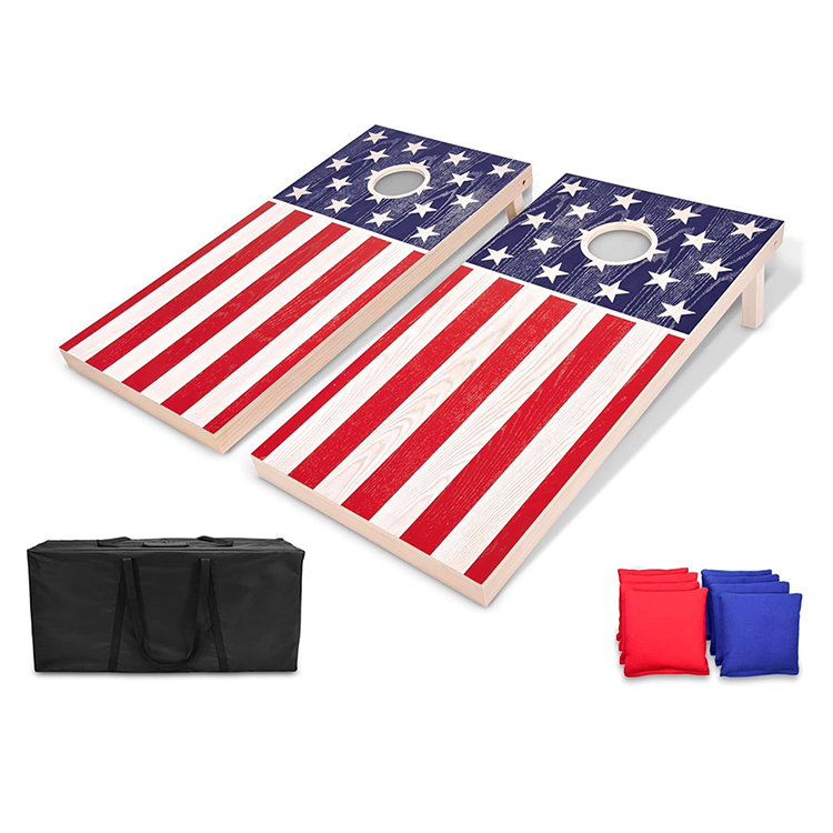 HPS-CH03 Real solid wood American flag cornhole board set for wholesale, home use & game room