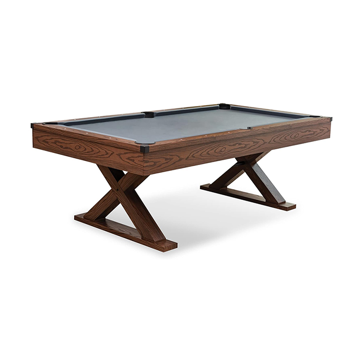 HPS-P749 7FT Pool Table Featured X Shaped Leg Brown Finish for Family Game Room, Adult Recreation Room, Basements, Man Cave, or Garage