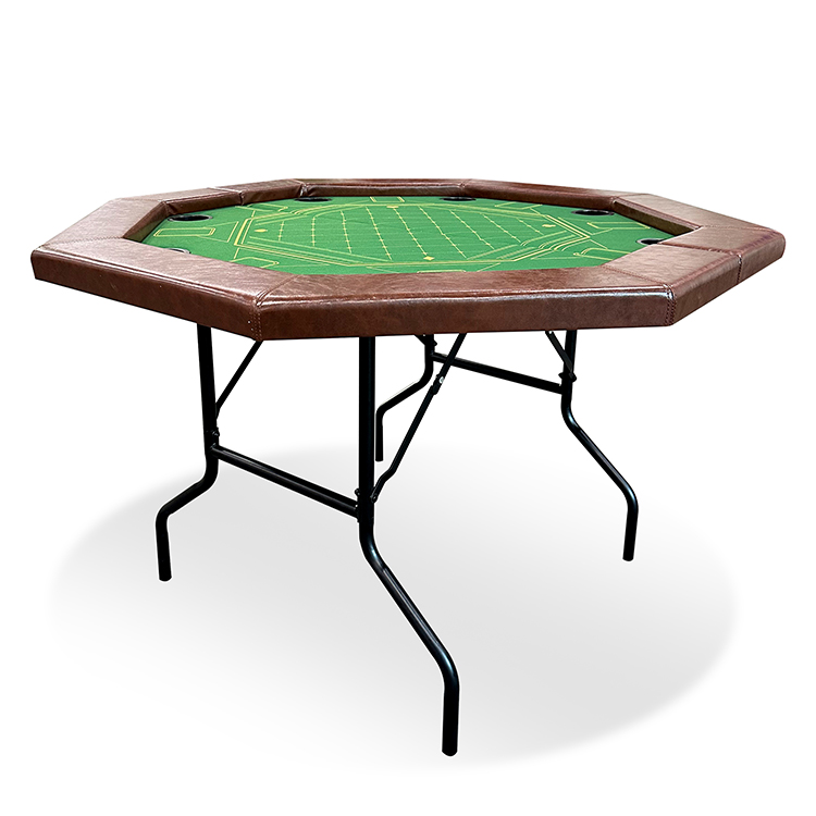 HPS-PK03 8 Player Cup Holder Casino Design Foldable Texas Professional Octagon Poker Table for Texas Hold’em & Family Fun
