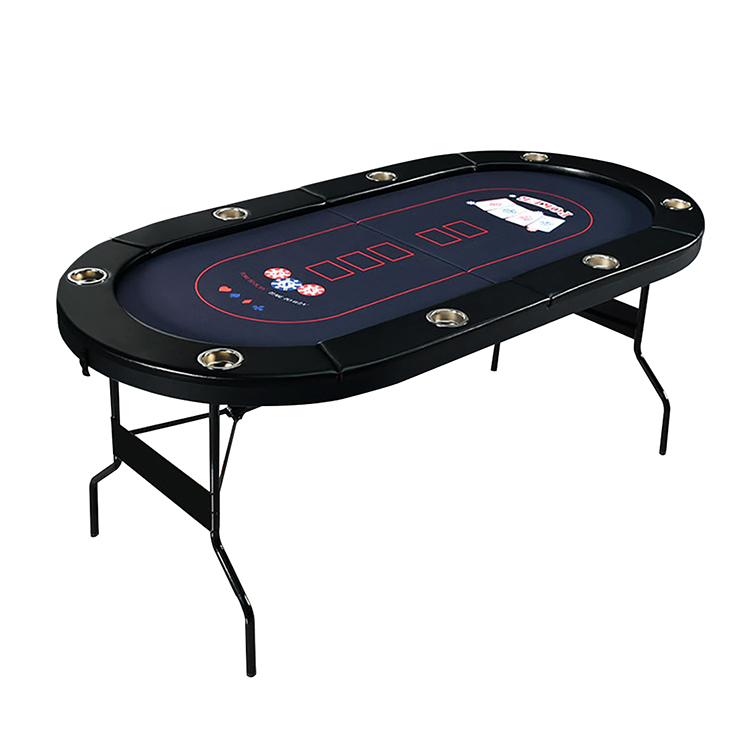 HPS-PK02 8-Player Factory Price Wholesale 8-Player Oval Folding Texas Poker Table, Custom Blackjack Event Dedicated Gambling Mahjong Table