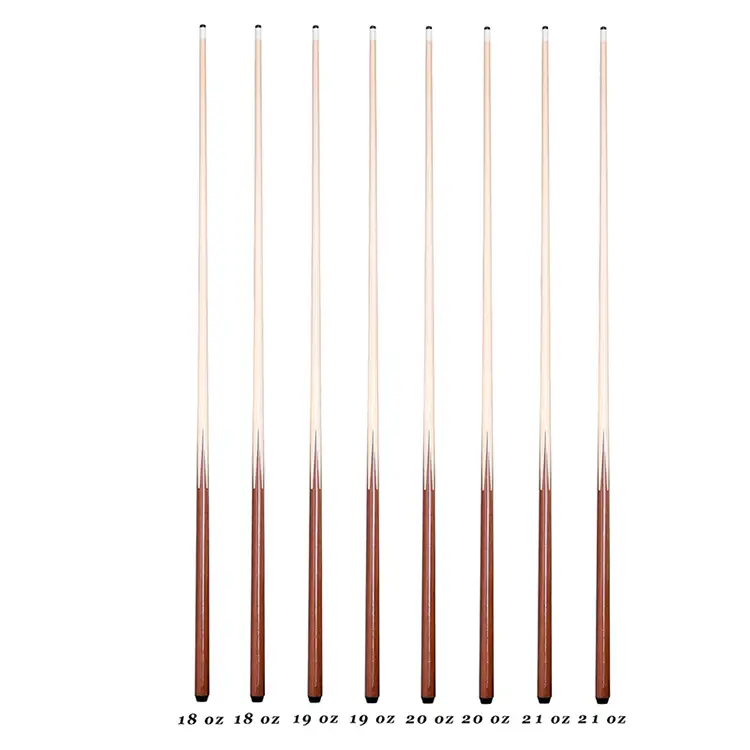 HPS-BC005 57Inch One Piece Pool Cue Stick Commercial Pool Billiard Maple Cue 57”, Glue-On Tip, Pack of 6 (18/19/20/21 oz)